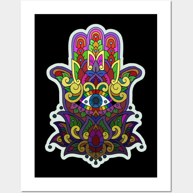 Rainbow Hamsa Wall Art by Chaos Bound Designs